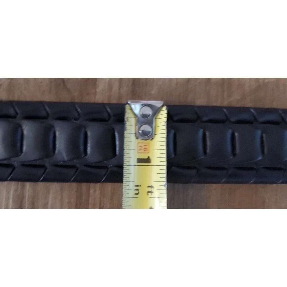 Western Woven Black Faux Leather Belt Chain Link Silver Tone Buckle Mens Size 42
